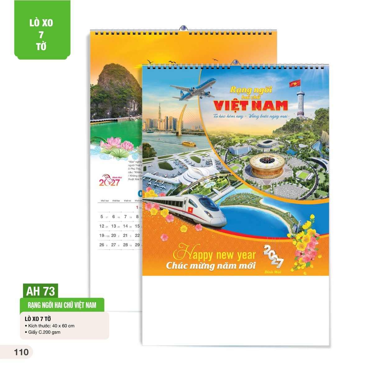 Lịch Treo Tường Lò Xo 7 Tờ 2027 AH Mẫu AH73 (40 x 60cm) Cung Cấp Lịch Tết Doanh Nghiệp Hà Nội Lịch Treo Tường Lò Xo 7 Tờ 2027 AH Mẫu AH73 (40 x 60cm) Cung Cấp Lịch Tết Doanh Nghiệp Hà Nội in logo doanh nghiệp quà tặng Tết tại Quà Tặng Miền Bắc
