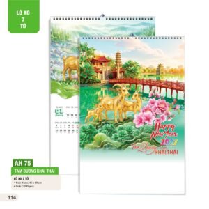 Lịch Treo Tường Lò Xo 7 Tờ 2027 AH Mẫu AH75 (40 x 60cm) Cung Cấp Lịch Tết Doanh Nghiệp Hà Nội in logo doanh nghiệp quà tặng Tết tại Quà Tặng Miền Bắc