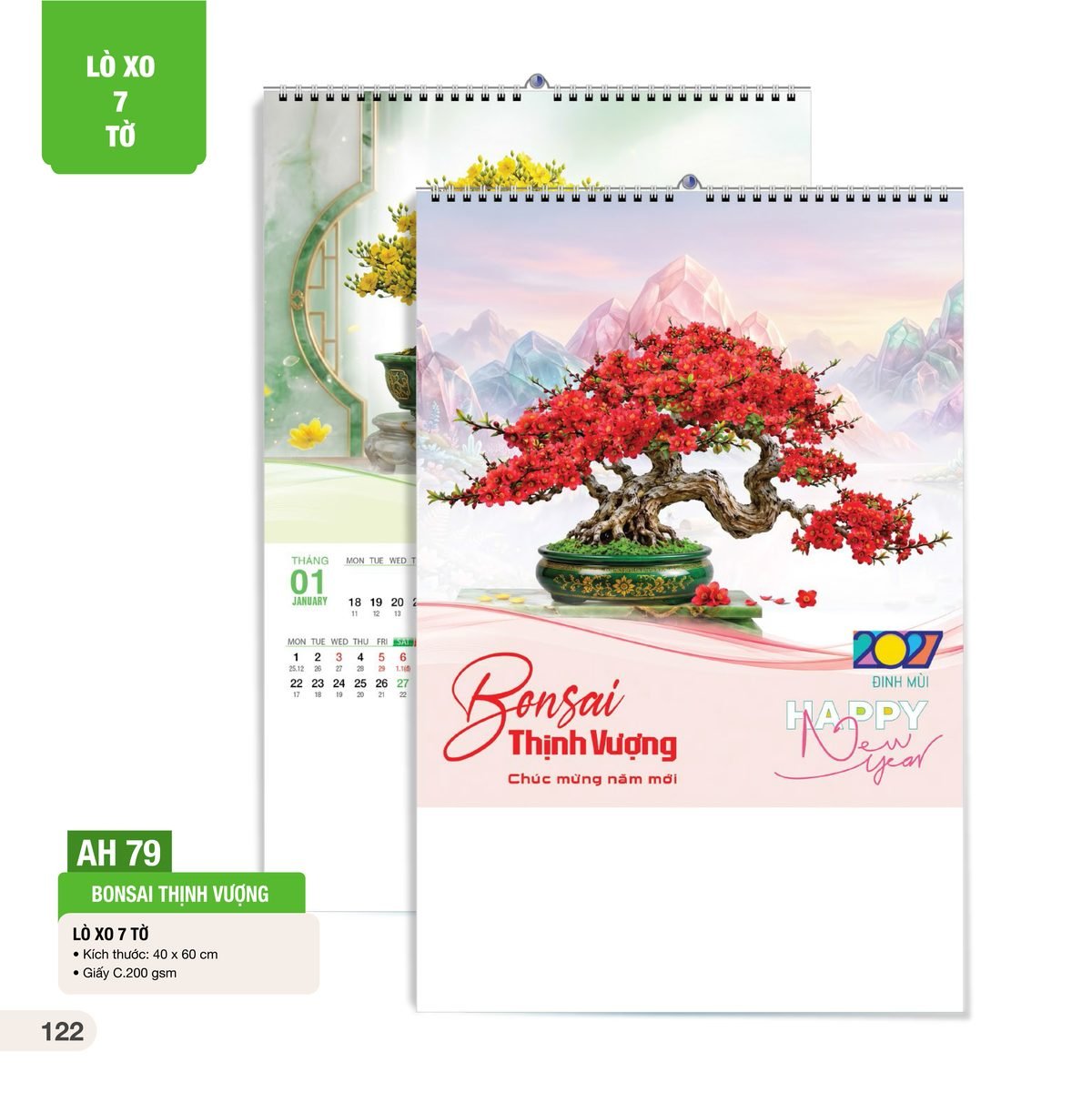 Lịch Treo Tường Lò Xo 7 Tờ 2027 AH Mẫu AH79 (40 x 60cm) Cung Cấp Lịch Tết Doanh Nghiệp Hà Nội Lịch Treo Tường Lò Xo 7 Tờ 2027 AH Mẫu AH79 (40 x 60cm) Cung Cấp Lịch Tết Doanh Nghiệp Hà Nội in logo doanh nghiệp quà tặng Tết tại Quà Tặng Miền Bắc