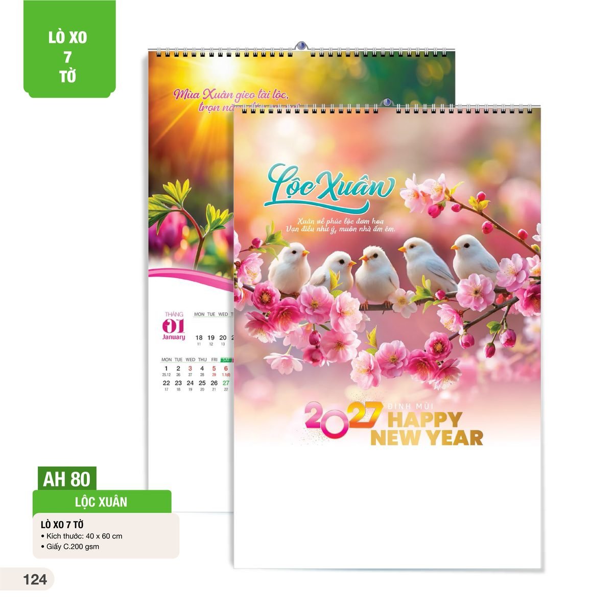 Lịch Treo Tường Lò Xo 7 Tờ 2027 AH Mẫu AH80 (40 x 60cm) Cung Cấp Lịch Tết Doanh Nghiệp Hà Nội Lịch Treo Tường Lò Xo 7 Tờ 2027 AH Mẫu AH80 (40 x 60cm) Cung Cấp Lịch Tết Doanh Nghiệp Hà Nội in logo doanh nghiệp quà tặng Tết tại Quà Tặng Miền Bắc