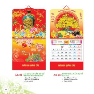 Lịch Treo Tường Lò Xo 2027 AK Mẫu AK27 (40 x 60 cm) Cung Cấp Lịch Tết Doanh Nghiệp Hà Nội in logo doanh nghiệp quà tặng Tết tại Quà Tặng Miền Bắc