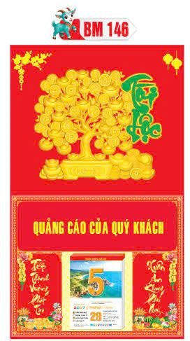 Bìa Lịch Treo Khung Đại Gắn Bloc BM 2027 BM146 - Kim Dương Phú Quý - Quà Tặng Miền Bắc