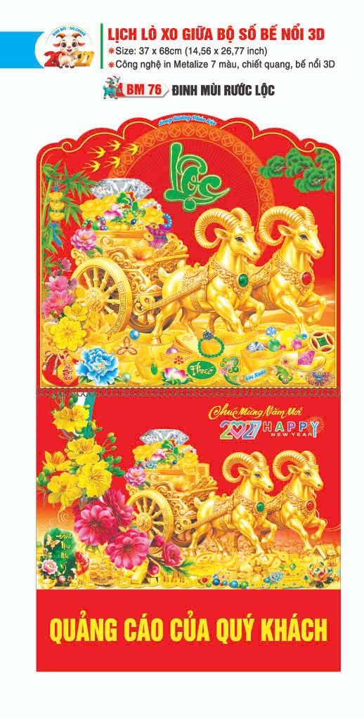 quà tết miền bắc 2027 Lịch Lò Xo Giữa Gắn Bloc / Bộ Số BM 2027 BM76 - Đinh Mùi Rước Lộc Cung Cấp Lịch Tết Doanh Nghiệp Hà Nội