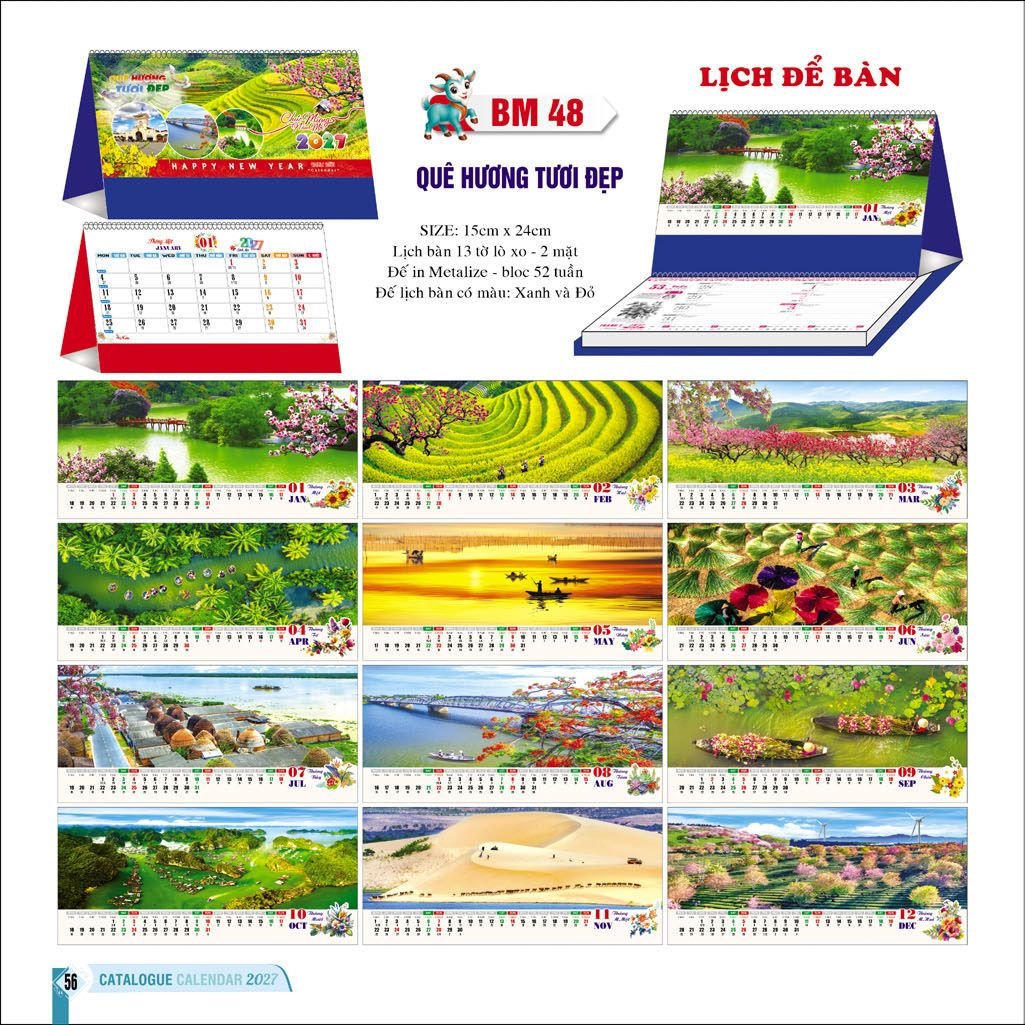 Lịch Để Bàn Ba Nhất Ba Nhất 2027 BN520 Cung Cấp Lịch Tết Doanh Nghiệp Hà Nội