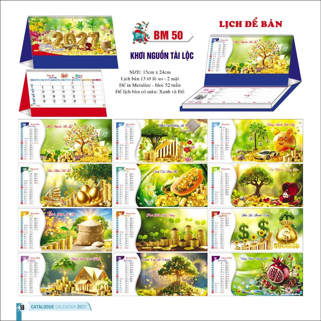 Lịch Để Bàn Ba Nhất Ba Nhất 2027 BN522 Cung Cấp Lịch Tết Doanh Nghiệp Hà Nội