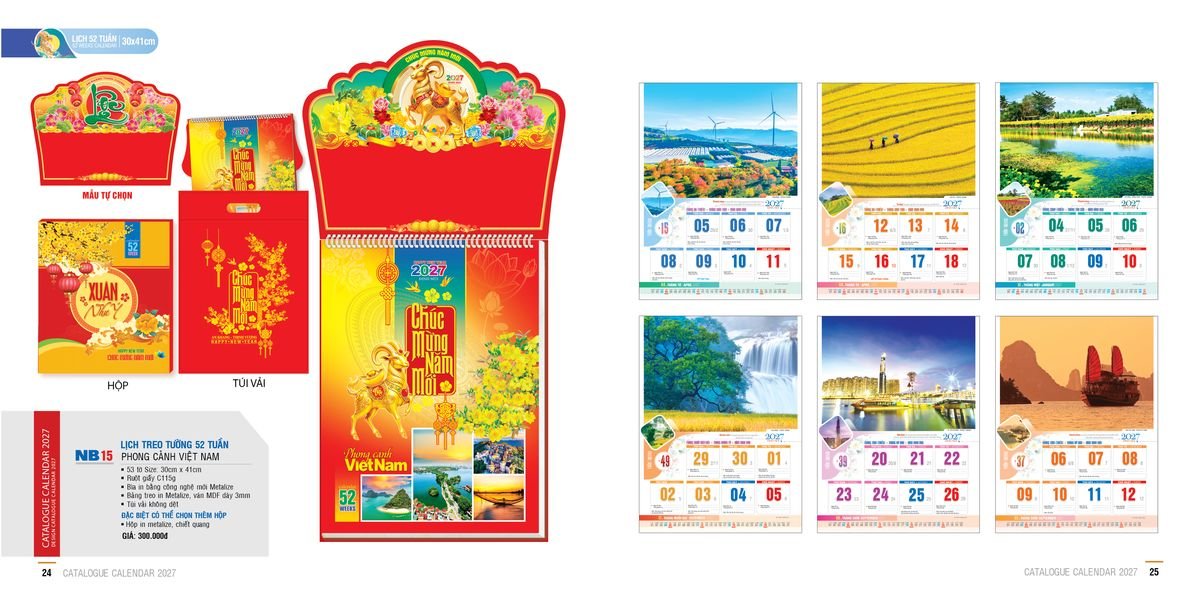 Lịch 52 Tuần Ba Nhất 2027 Ba Nhất 2027 BN524 Cung Cấp Lịch Tết Doanh Nghiệp Hà Nội