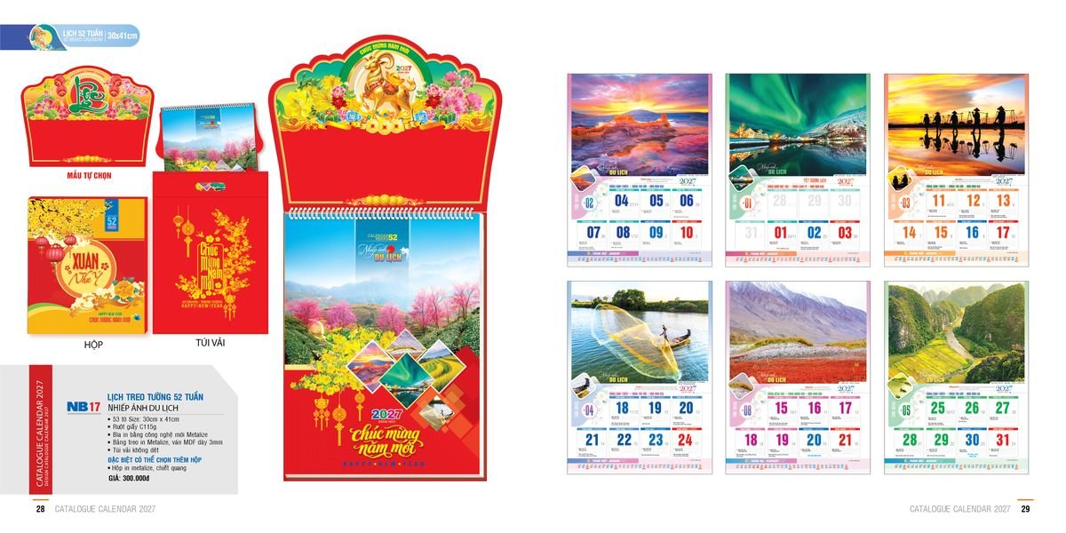 Lịch 52 Tuần Ba Nhất 2027 Ba Nhất 2027 BN526 Cung Cấp Lịch Tết Doanh Nghiệp Hà Nội