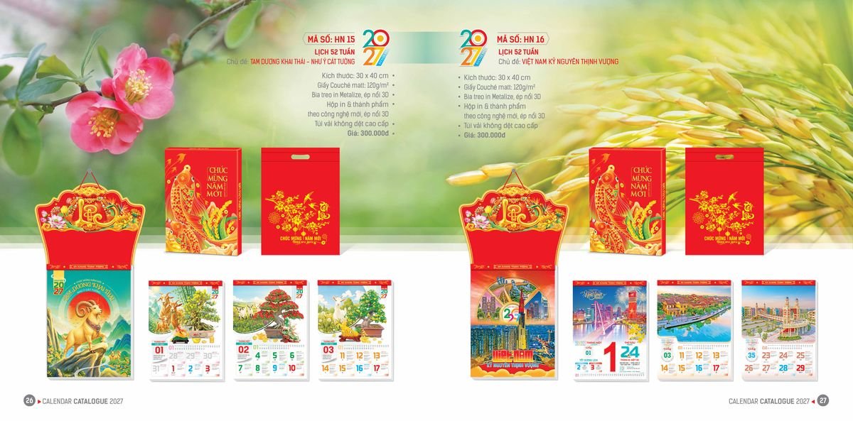 Lịch 52 Tuần Ba Nhất 2027 Ba Nhất 2027 BN527 Cung Cấp Lịch Tết Doanh Nghiệp Hà Nội