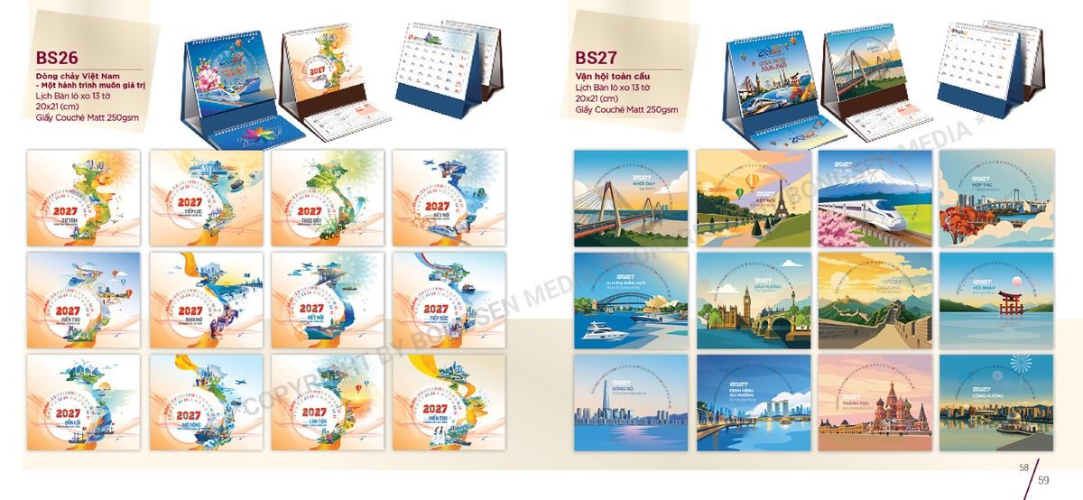 Lịch Để Bàn Nghệ Thuật 2027 BS30 Cung Cấp Lịch Tết Doanh Nghiệp Hà Nội