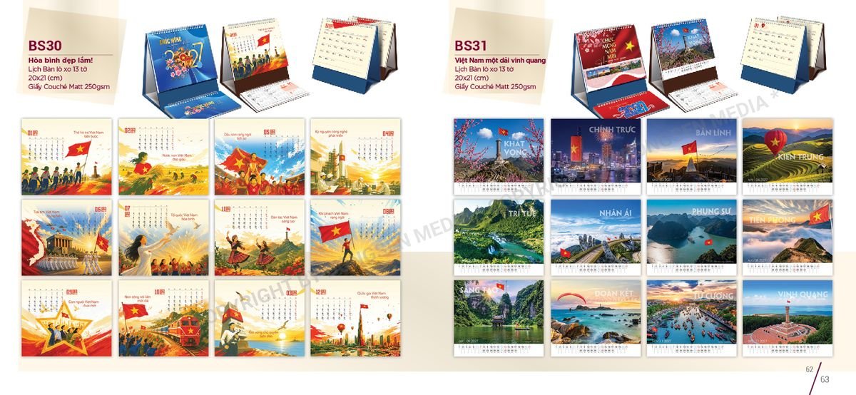 Lịch Để Bàn Nghệ Thuật 2027 BS32 Cung Cấp Lịch Tết Doanh Nghiệp Hà Nội