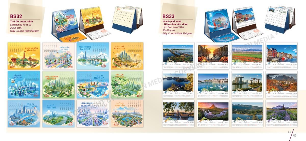 Lịch Để Bàn Nghệ Thuật 2027 BS33 Cung Cấp Lịch Tết Doanh Nghiệp Hà Nội