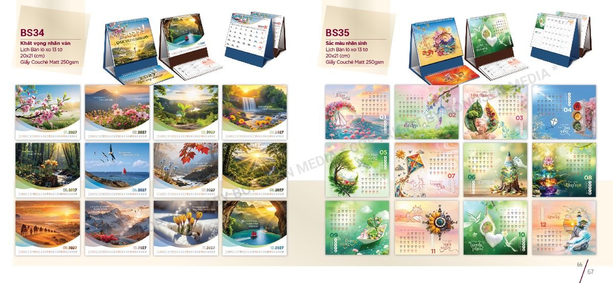 Lịch Để Bàn Nghệ Thuật 2027 BS34 Cung Cấp Lịch Tết Doanh Nghiệp Hà Nội