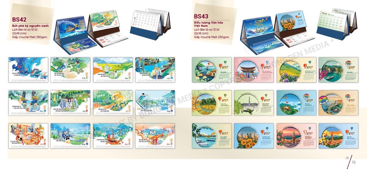 Lịch Để Bàn Nghệ Thuật 2027 BS38 Cung Cấp Lịch Tết Doanh Nghiệp Hà Nội