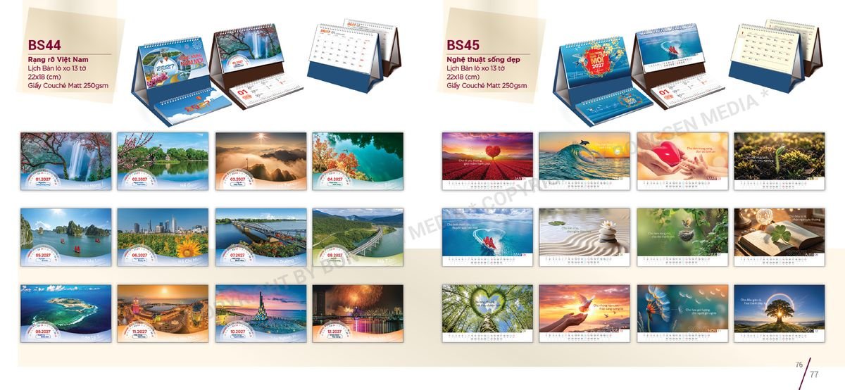 Lịch Để Bàn Nghệ Thuật 2027 BS39 Cung Cấp Lịch Tết Doanh Nghiệp Hà Nội