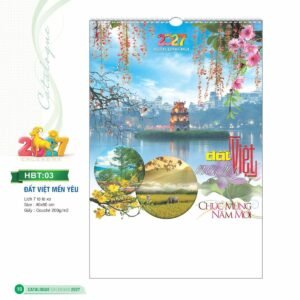 Lịch Treo Tường Lò Xo 2027 HBT Mẫu HBT03 (40 x 60cm) Cung Cấp Lịch Tết Doanh Nghiệp Hà Nội in logo doanh nghiệp quà tặng Tết tại Quà Tặng Miền Bắc