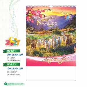 Lịch Treo Tường Lò Xo 2027 HBT Mẫu HBT14 (40 x 60cm) Cung Cấp Lịch Tết Doanh Nghiệp Hà Nội in logo doanh nghiệp quà tặng Tết tại Quà Tặng Miền Bắc