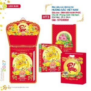 Lịch Bloc Cực Đại 2027 HT Mẫu HT3 - Hương Sắc Việt Nam (29 x 41cm) Cung Cấp Lịch Tết Doanh Nghiệp Hà Nội in logo doanh nghiệp quà tặng Tết tại Quà Tặng Miền Bắc