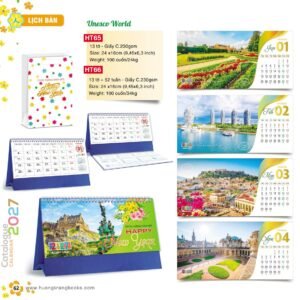 Lịch Để Bàn 2027 HT Mẫu HT65 (24 x 16cm) Cung Cấp Lịch Tết Doanh Nghiệp Hà Nội in logo doanh nghiệp quà tặng Tết tại Quà Tặng Miền Bắc