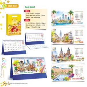 Lịch Để Bàn 2027 HT Mẫu HT73 (24 x 16cm) Cung Cấp Lịch Tết Doanh Nghiệp Hà Nội in logo doanh nghiệp quà tặng Tết tại Quà Tặng Miền Bắc