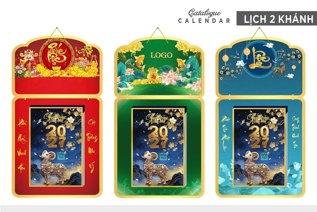 Lịch Khánh Gỗ Lamina 2 Đầu 2027 LM2D_030 - Quà Tặng Miền Bắc