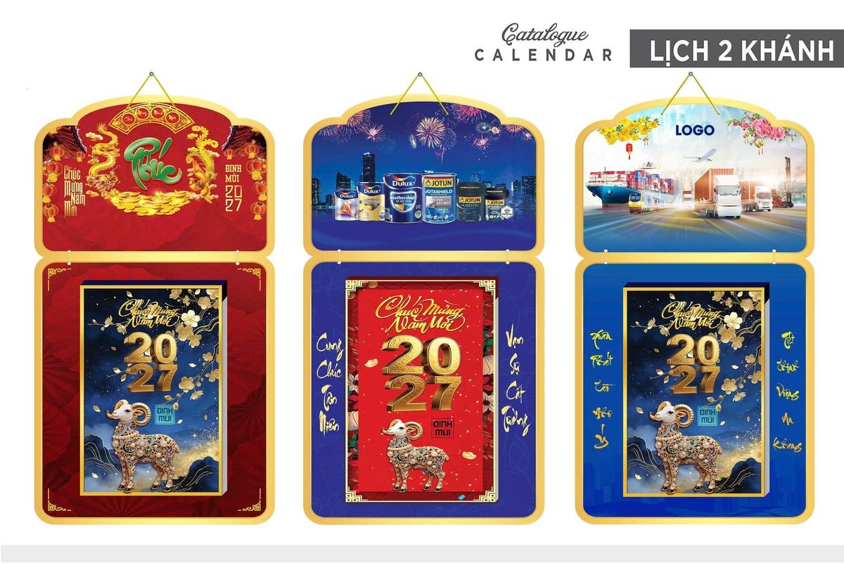Lịch Khánh Gỗ Lamina 2 Đầu 2027 LM2D_034 - Quà Tặng Miền Bắc