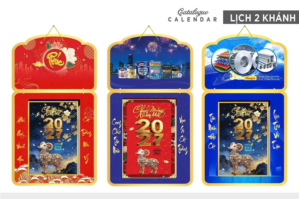 Lịch Khánh Gỗ Lamina 2 Đầu 2027 LM2D_035 - Quà Tặng Miền Bắc