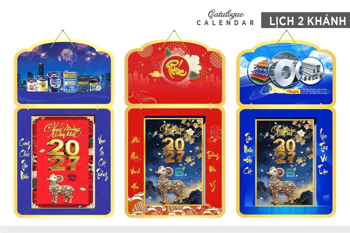 Lịch Khánh Gỗ Lamina 2 Đầu 2027 LM2D_036 - Quà Tặng Miền Bắc
