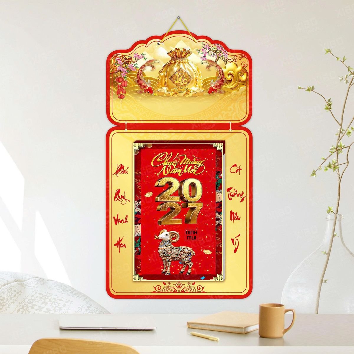 Lịch Khánh Gỗ Lamina 2 Đầu 2027 LM2D_043 - Quà Tặng Miền Bắc