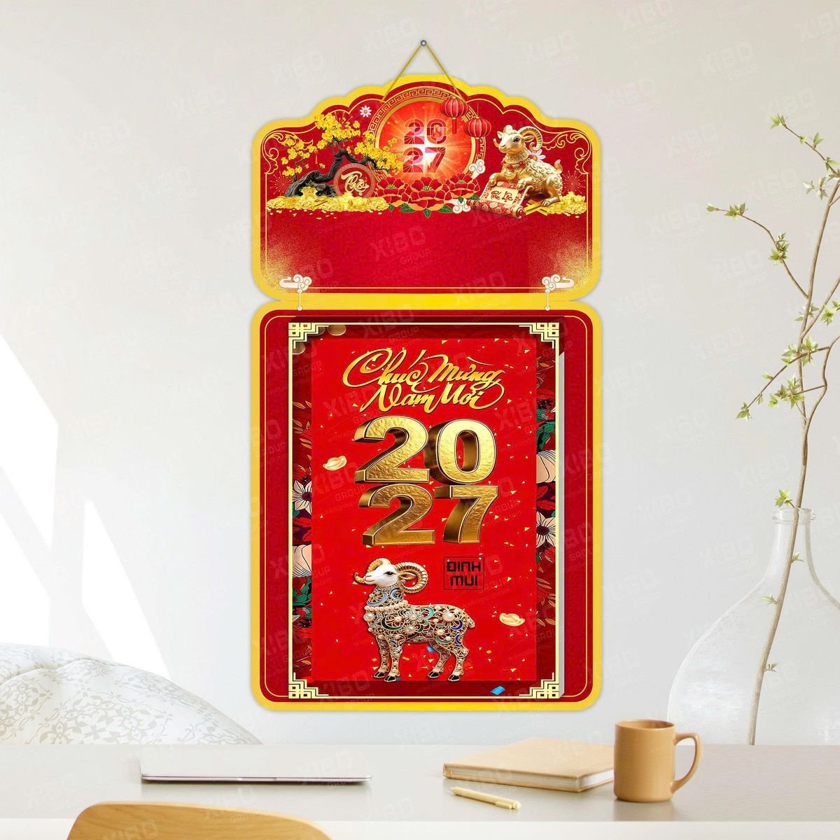 Lịch Khánh Gỗ Lamina 2 Đầu 2027 LM2D_044 - Quà Tặng Miền Bắc