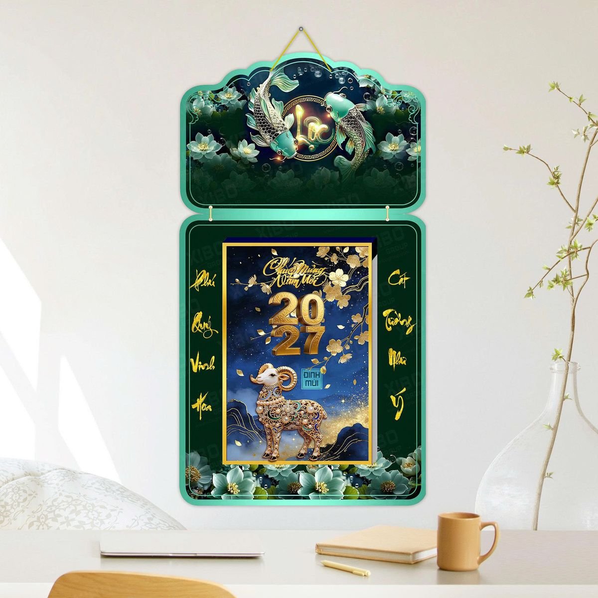 Lịch Khánh Gỗ Lamina 2 Đầu 2027 LM2D_045 - Quà Tặng Miền Bắc