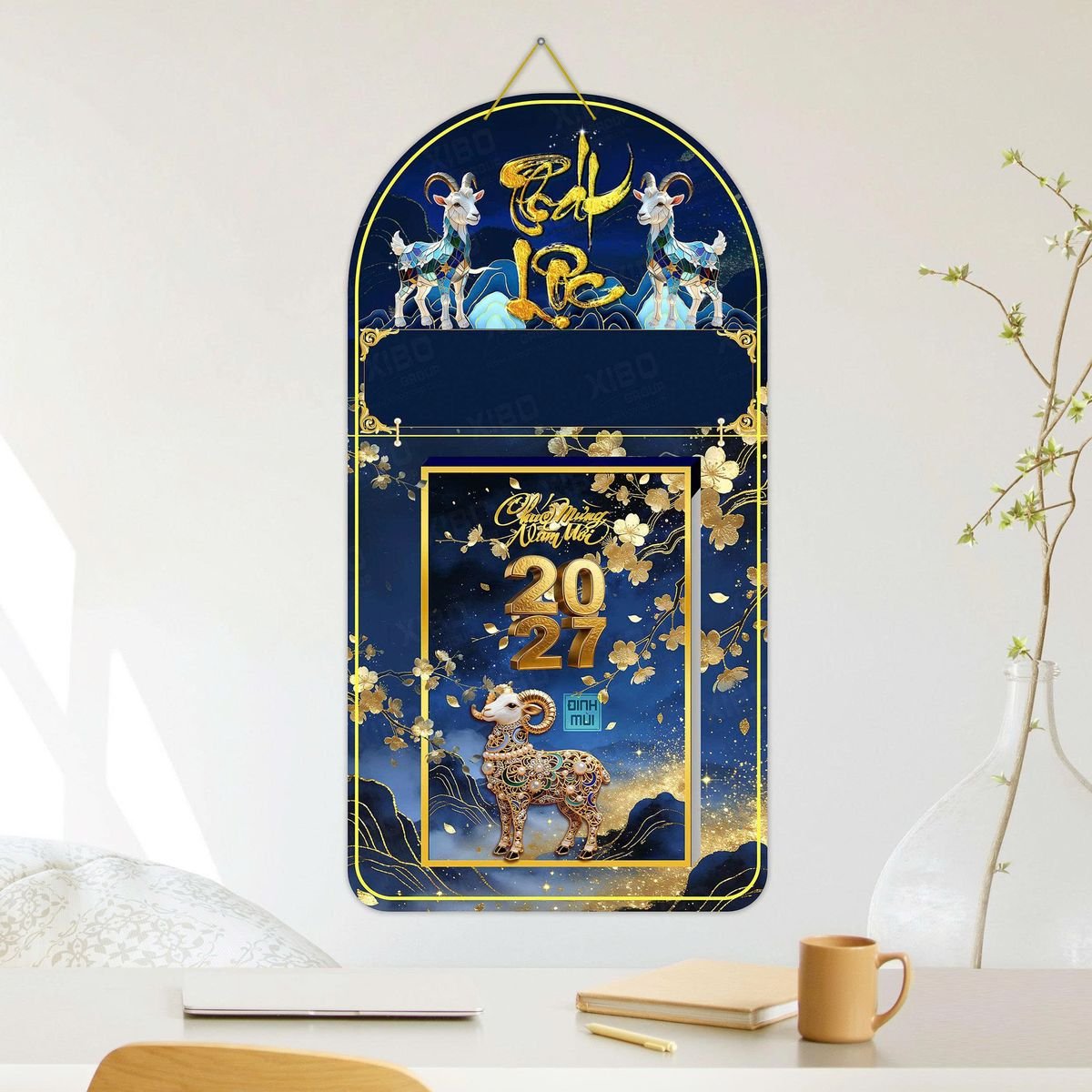 Lịch Khánh Gỗ Lamina 2 Đầu 2027 LM2D_047 - Quà Tặng Miền Bắc
