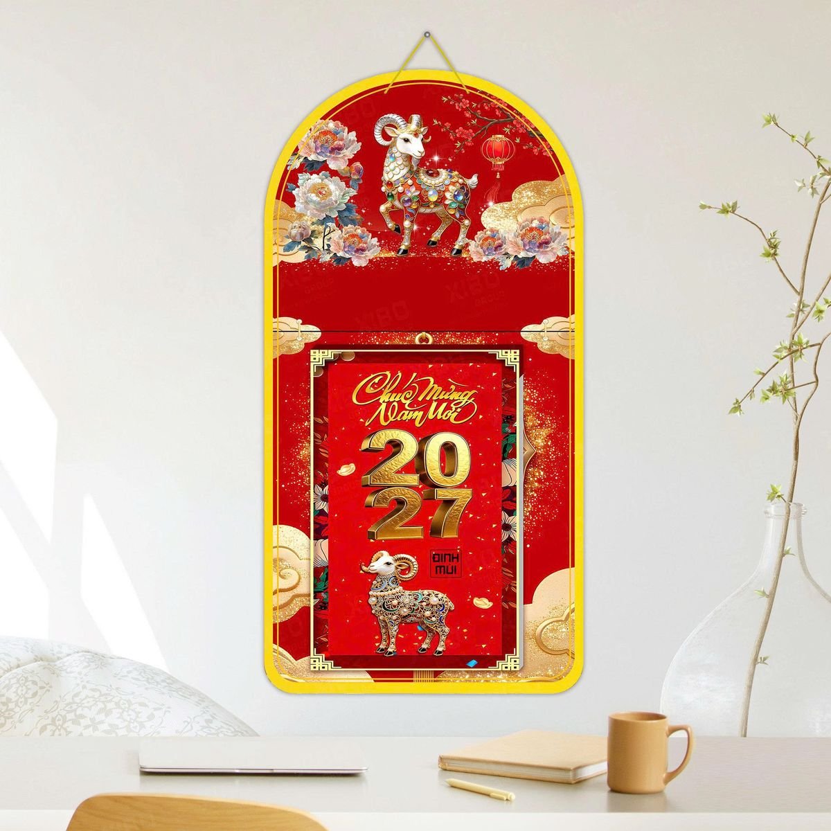 Lịch Khánh Gỗ Lamina 2 Đầu 2027 LM2D_048 - Quà Tặng Miền Bắc