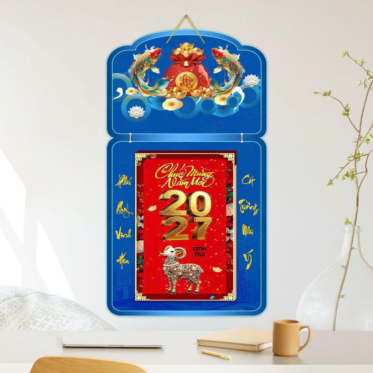 Lịch Khánh Gỗ Lamina 2 Đầu 2027 LM2D_052 - Quà Tặng Miền Bắc