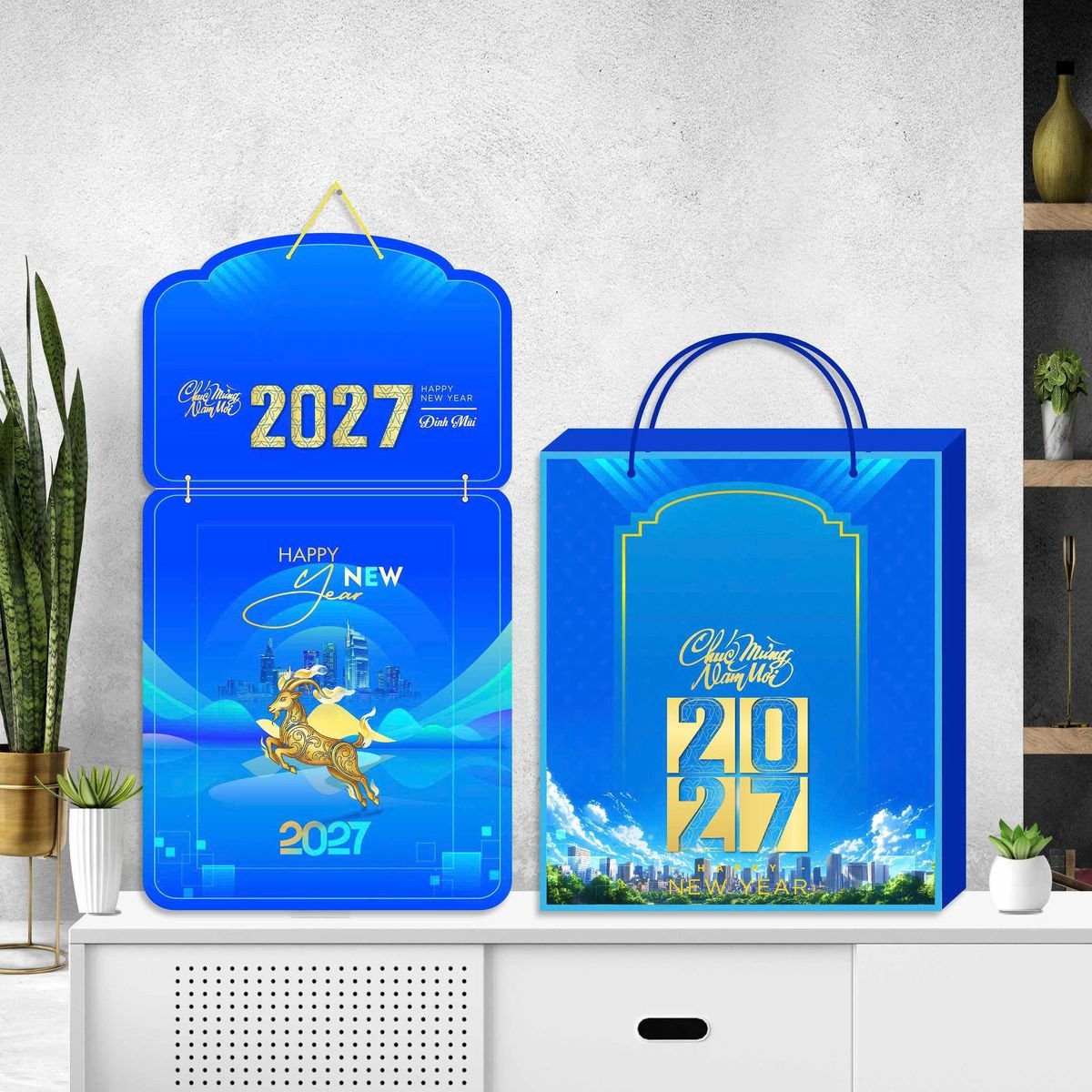 Lịch Khánh Gỗ Lamina 2 Đầu 2027 LM2D_056 - Quà Tặng Miền Bắc
