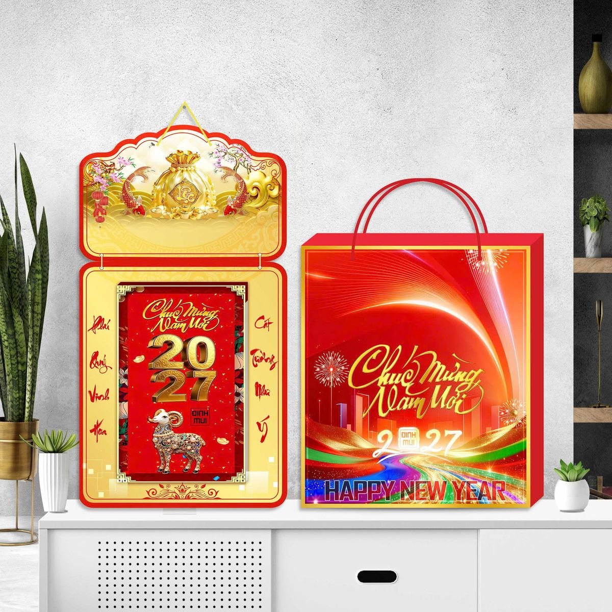 Lịch Khánh Gỗ Lamina 2 Đầu 2027 LM2D_057 - Quà Tặng Miền Bắc