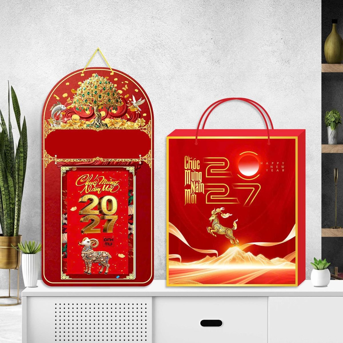 Lịch Khánh Gỗ Lamina 2 Đầu 2027 LM2D_058 - Quà Tặng Miền Bắc
