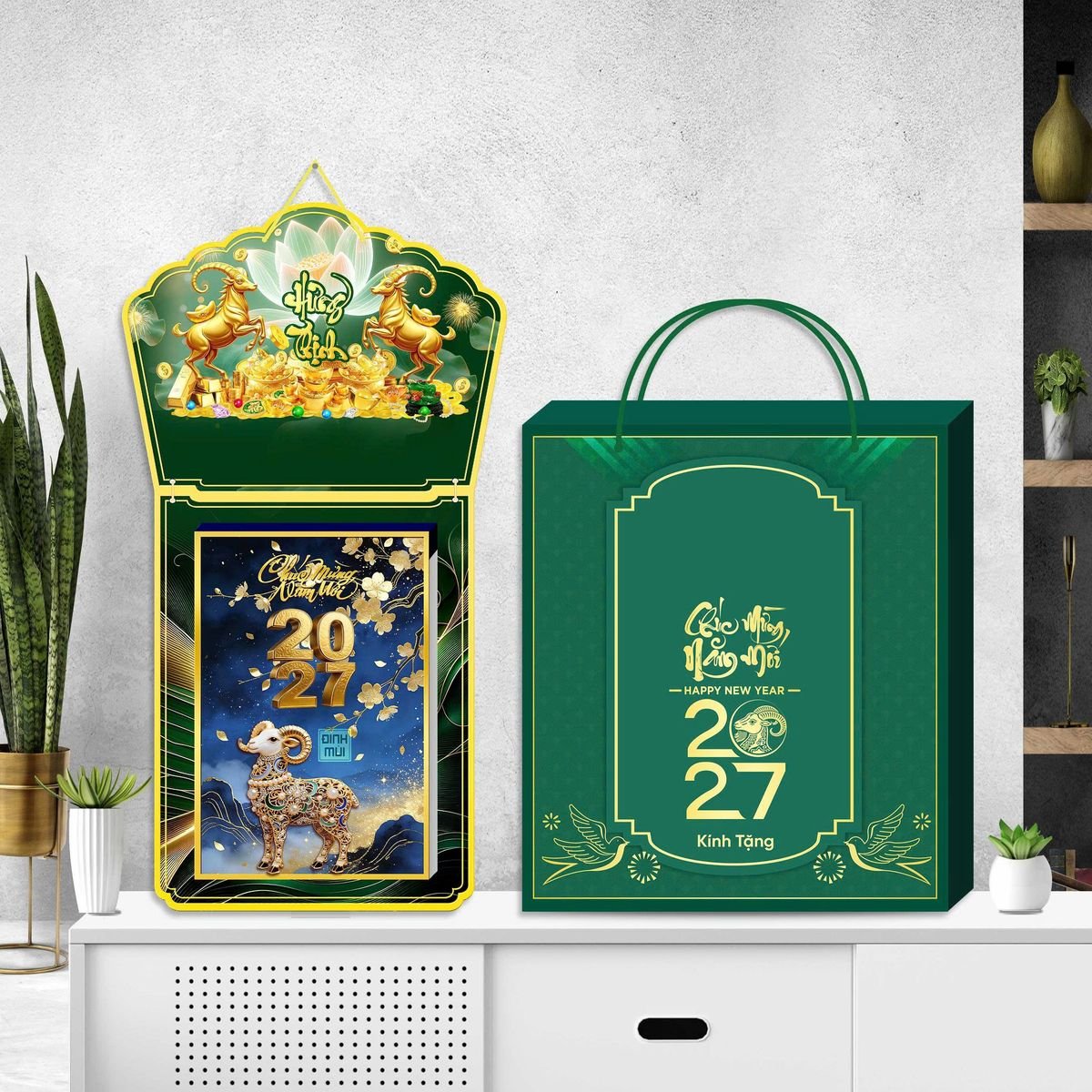 Lịch Khánh Gỗ Lamina 2 Đầu 2027 LM2D_059 - Quà Tặng Miền Bắc