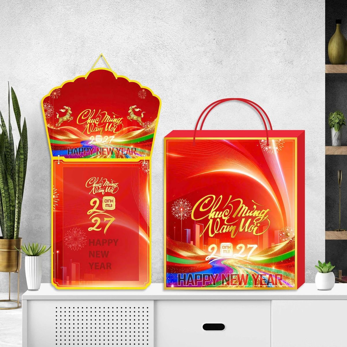 Lịch Khánh Gỗ Lamina 2 Đầu 2027 LM2D_063 - Quà Tặng Miền Bắc