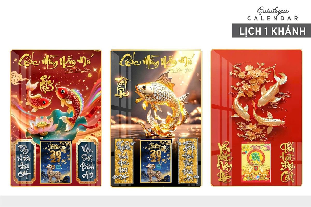 Lịch Gỗ Lamina Cao Cấp 40x60cm 2027 LM406_006 - Quà Tặng Miền Bắc
