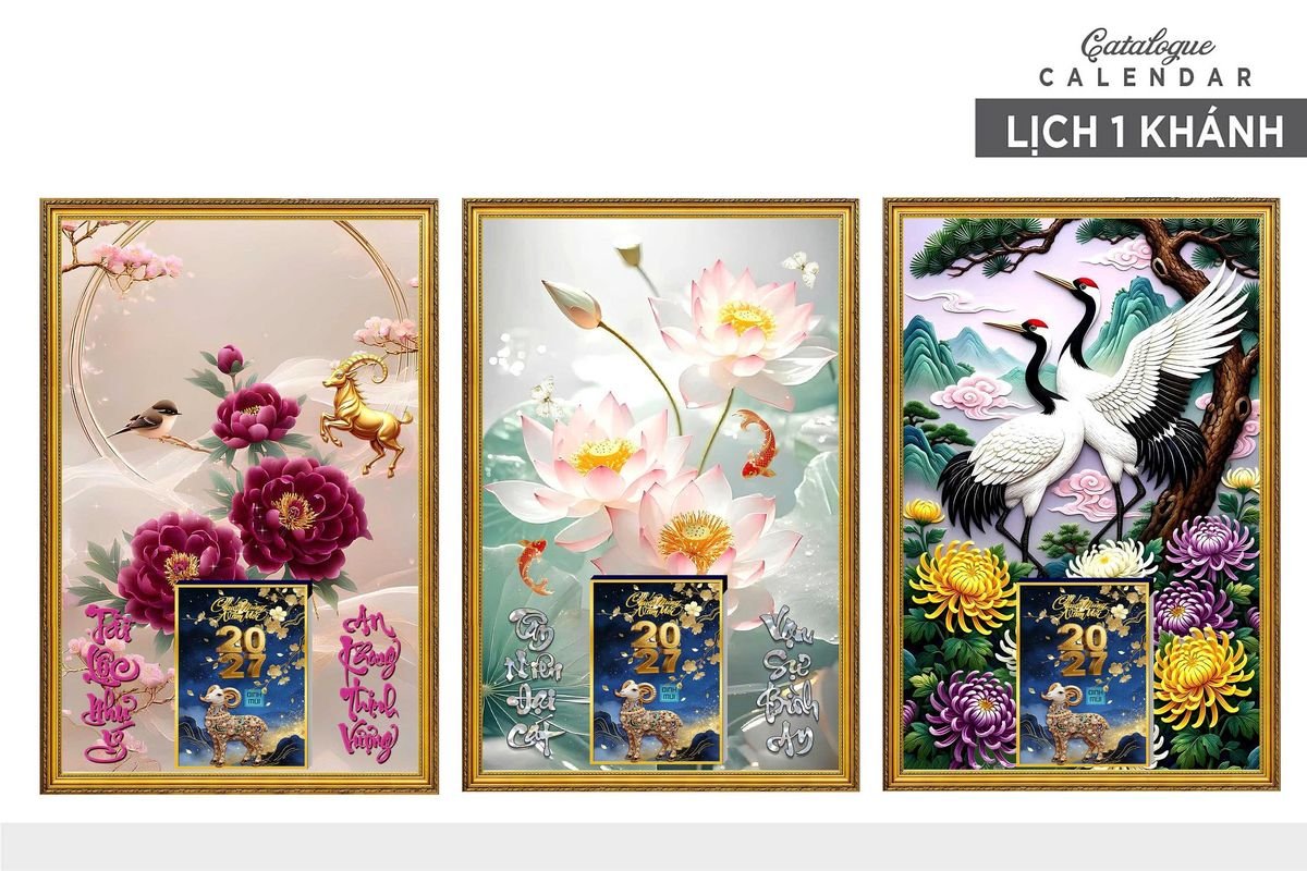 Lịch Gỗ Lamina Cao Cấp 40x60cm 2027 LM406_013 - Quà Tặng Miền Bắc