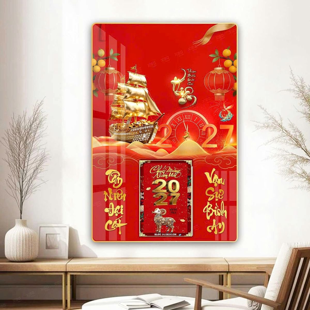 Lịch Gỗ Lamina Cao Cấp 40x60cm 2027 LM406_070 - Quà Tặng Miền Bắc