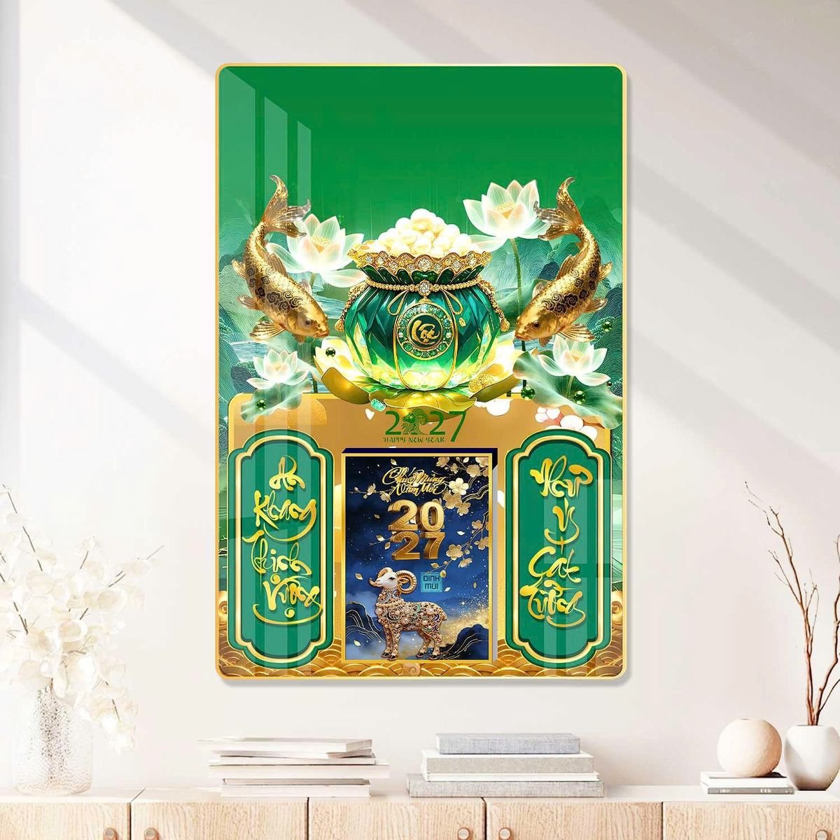 Lịch Gỗ Lamina Cao Cấp 40x60cm 2027 LM406_080 - Quà Tặng Miền Bắc