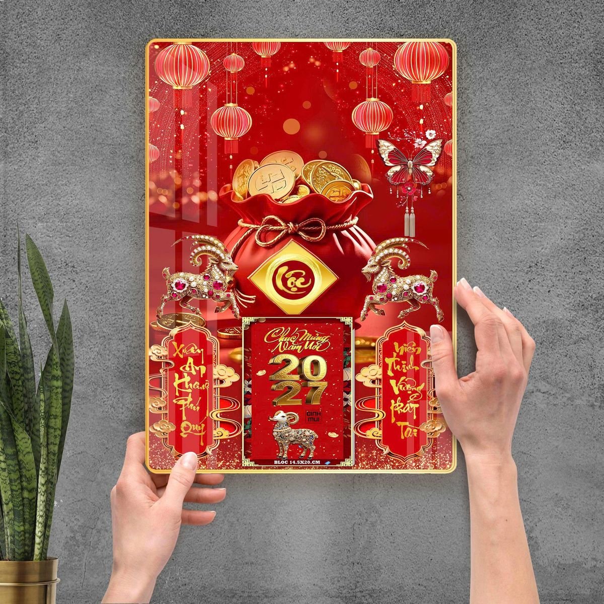 Lịch Gỗ Lamina Cao Cấp 40x60cm 2027 LM406_097 - Quà Tặng Miền Bắc