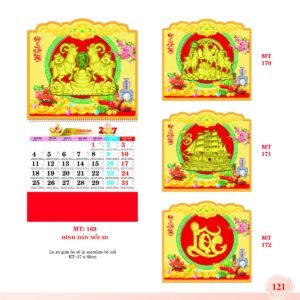 Lịch Treo Tường Lò Xo 2027 MT Mẫu MT171 (37 x 68cm) Cung Cấp Lịch Tết Doanh Nghiệp Hà Nội in logo doanh nghiệp quà tặng Tết tại Quà Tặng Miền Bắc