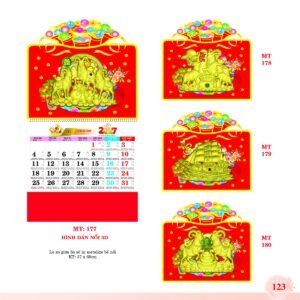 Lịch Treo Tường Lò Xo 2027 MT Mẫu MT177 (37 x 68cm) Cung Cấp Lịch Tết Doanh Nghiệp Hà Nội in logo doanh nghiệp quà tặng Tết tại Quà Tặng Miền Bắc