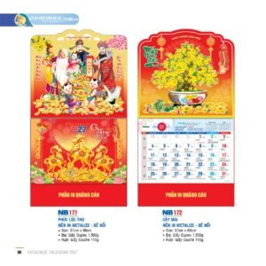 Lịch Treo Tường Lò Xo 2027 NB Mẫu NB172 (37 x 68cm) Cung Cấp Lịch Tết Doanh Nghiệp Hà Nội in logo doanh nghiệp quà tặng Tết tại Quà Tặng Miền Bắc