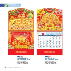Lịch Treo Tường Lò Xo 2027 NB Mẫu NB176 (37 x 68cm) Cung Cấp Lịch Tết Doanh Nghiệp Hà Nội in logo doanh nghiệp quà tặng Tết tại Quà Tặng Miền Bắc
