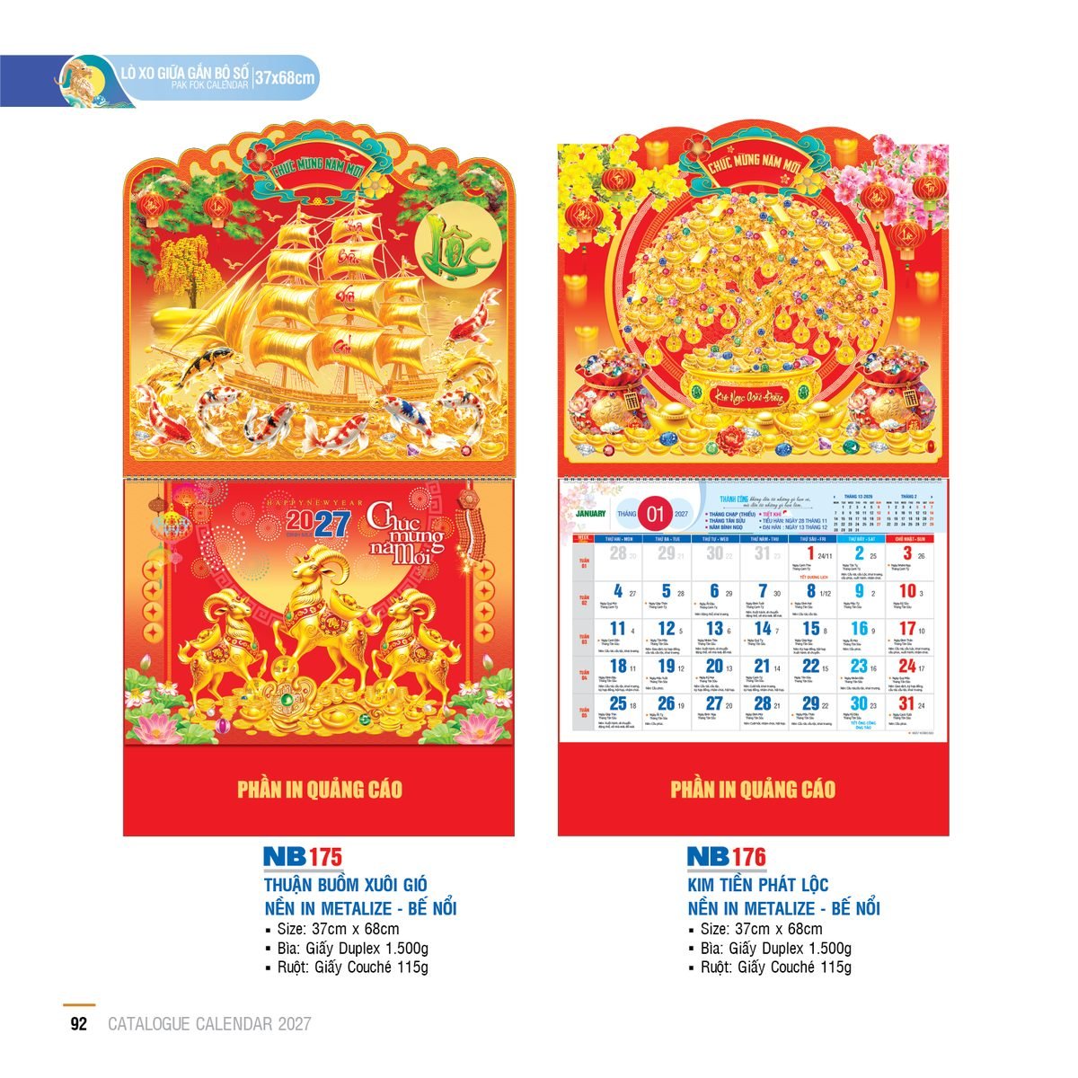 Lịch Treo Tường Lò Xo 2027 NB Mẫu NB176 (37 x 68cm) Cung Cấp Lịch Tết Doanh Nghiệp Hà Nội Lịch Treo Tường Lò Xo 2027 NB Mẫu NB176 (37 x 68cm) Cung Cấp Lịch Tết Doanh Nghiệp Hà Nội in logo doanh nghiệp quà tặng Tết tại Quà Tặng Miền Bắc