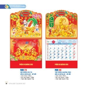 Lịch Treo Tường Lò Xo 2027 NB Mẫu NB179 (37 x 68cm) Cung Cấp Lịch Tết Doanh Nghiệp Hà Nội in logo doanh nghiệp quà tặng Tết tại Quà Tặng Miền Bắc