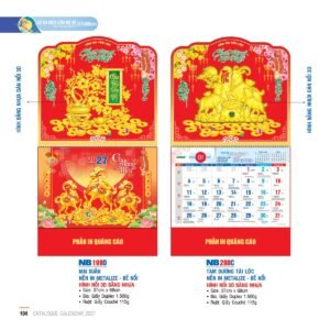 Lịch Treo Tường Lò Xo 2027 NB Mẫu NB200C (37 x 68cm) Cung Cấp Lịch Tết Doanh Nghiệp Hà Nội in logo doanh nghiệp quà tặng Tết tại Quà Tặng Miền Bắc